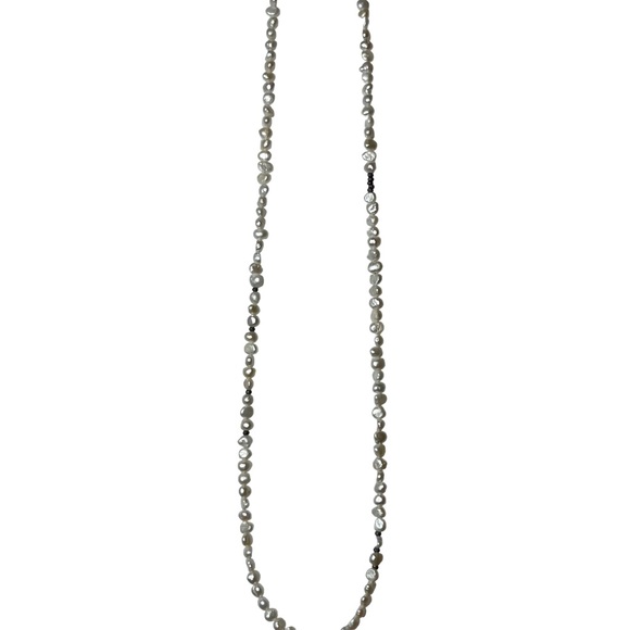 Leather and Seed Pearl Necklace with Cluster Pendant - Picture 9 of 11